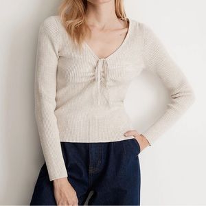 NWT! Riverbend Cinched Pullover Sweater Top XXL Heather Stone Cream NI119